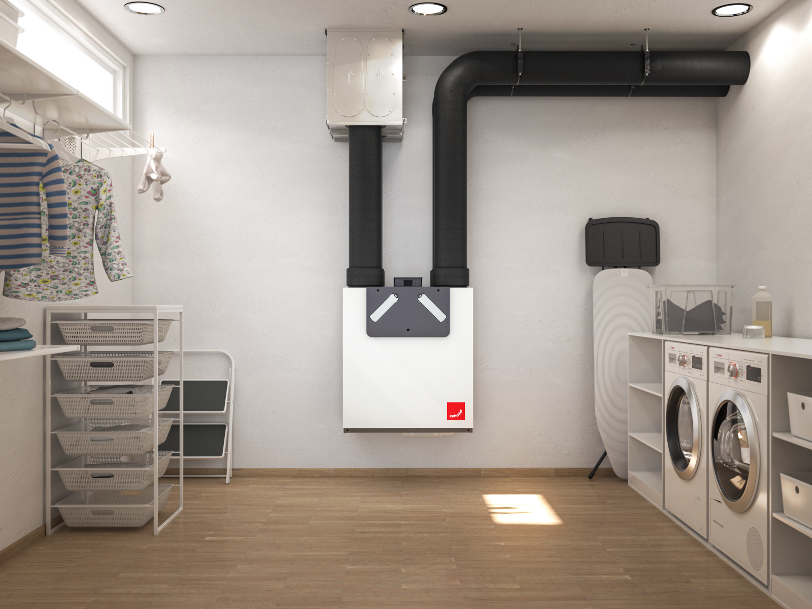 Rendering Zehnder ComfoAir E200 Comfortable indoor ventilation Front view