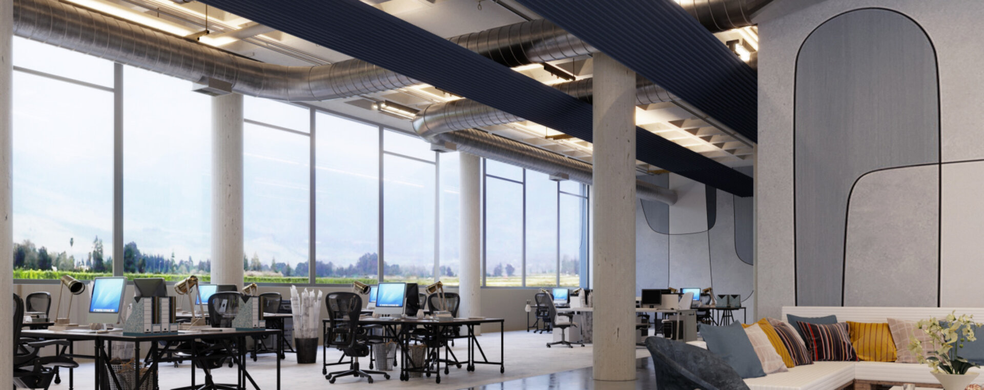 Large open-plan office, Modern, RHC, Urban