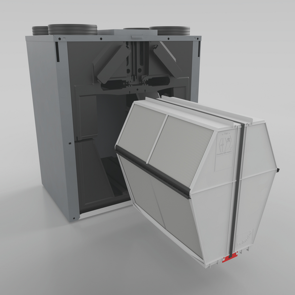 Cut-Out Zehnder Enthalpie Exchanger for ComfoAir Comfortable indoor ventilation 3D view
