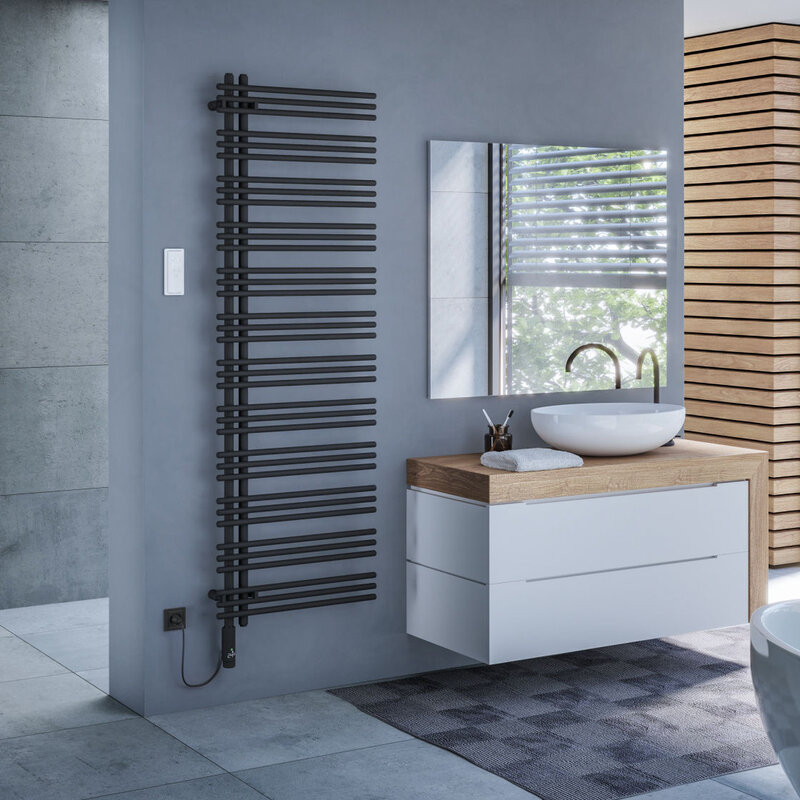 Cut-Out Zehnder Yucca Asym Decorative radiator Angled view